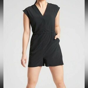 Athleta Marlow black shorts Romper Black short sleeve XL new
